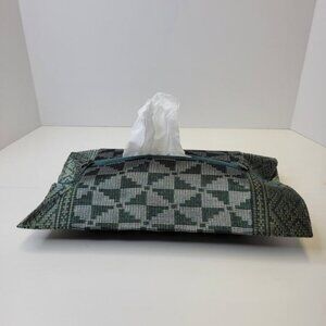 Unique Home decor Handwoven Gold Threaded Dark Green Songket Tissue Box Cover
